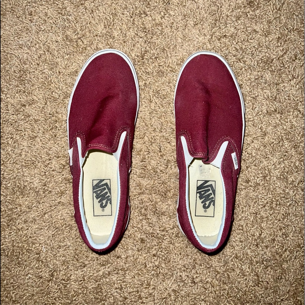 Maroon slip on vans